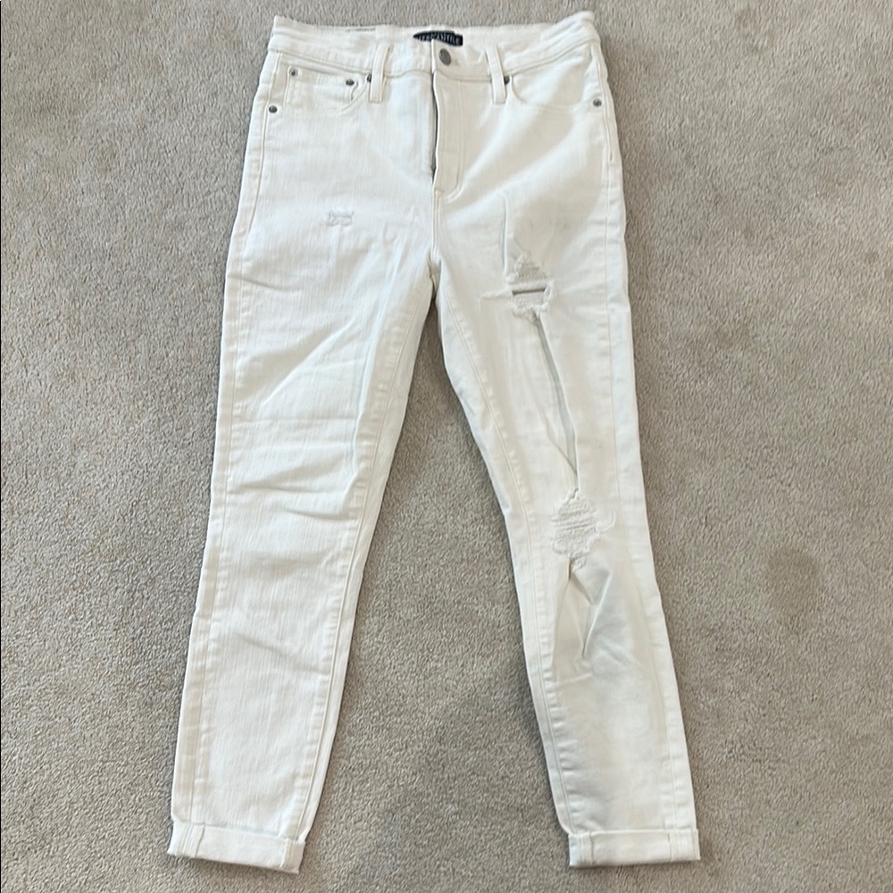J Crew Mercantile White Distressed Women Jeans